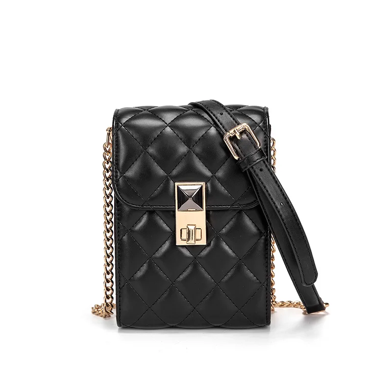 

2021 new PU mini bag female wild fashion and convenient rhombic chain shoulder messenger mobile phone bag