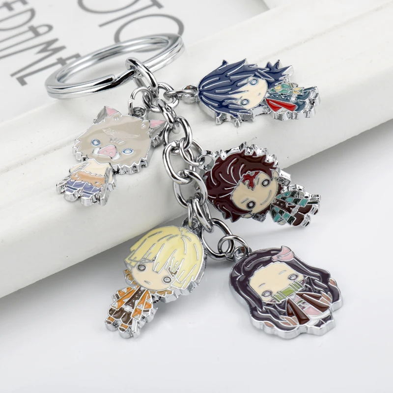 

MQCHUN Anime Demon Slayer kimetsu no yaiba Keychain Kamado Tanjirou Nezuko Agatsuma Zenitsu Keyring Cosplay Accessorie Key Chain