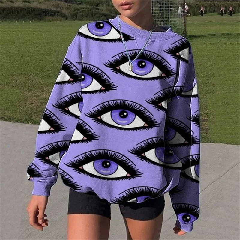 

2021 Plus Size Printed Pullover Sweater Hoodie Womens Tops Oversize Fashion Sweatshirt Crewneck Multicolor Print Female Clothes