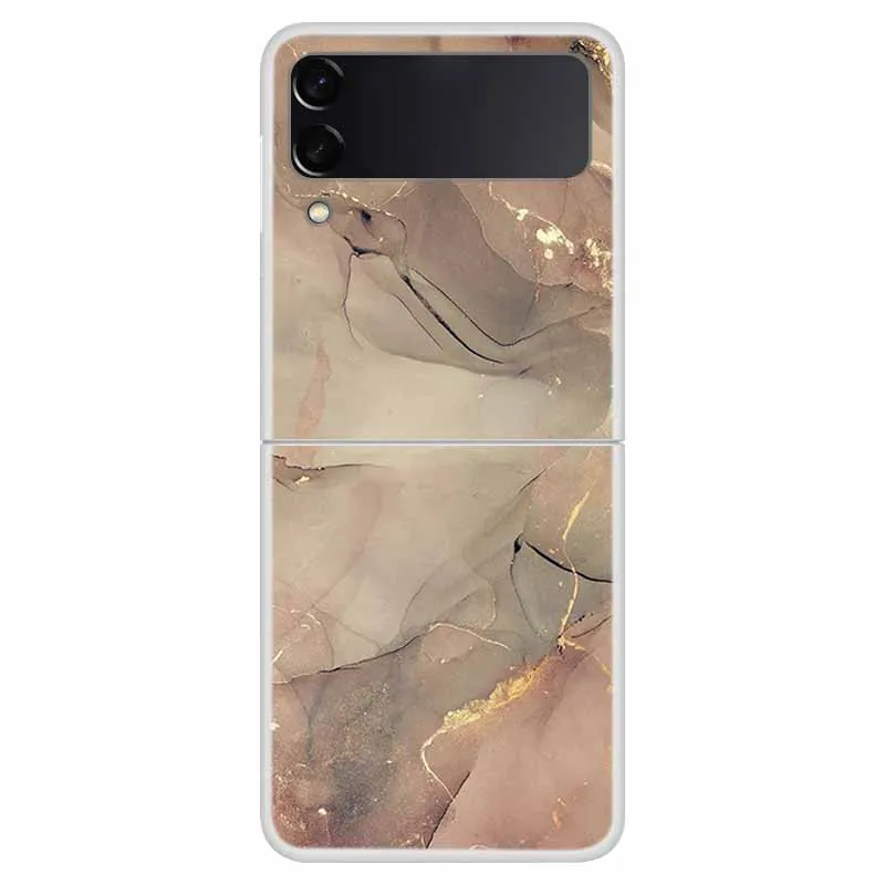 For Samsung Z Flip3 Case Fashion Fold Cover Hard PC Case For Samsung Galaxy Z Flip 3 Case Foldable Coque Shockproof Marble Funda
