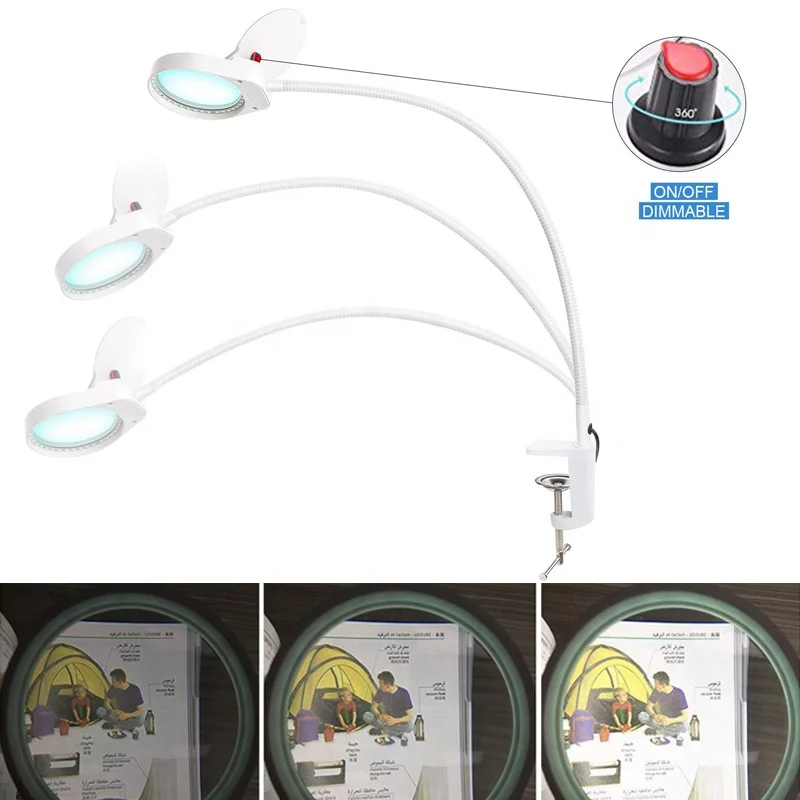 2 в 1 ультра яркий светодиодный затемнения увеличительная лампа & зажим 3X10X 8X15X