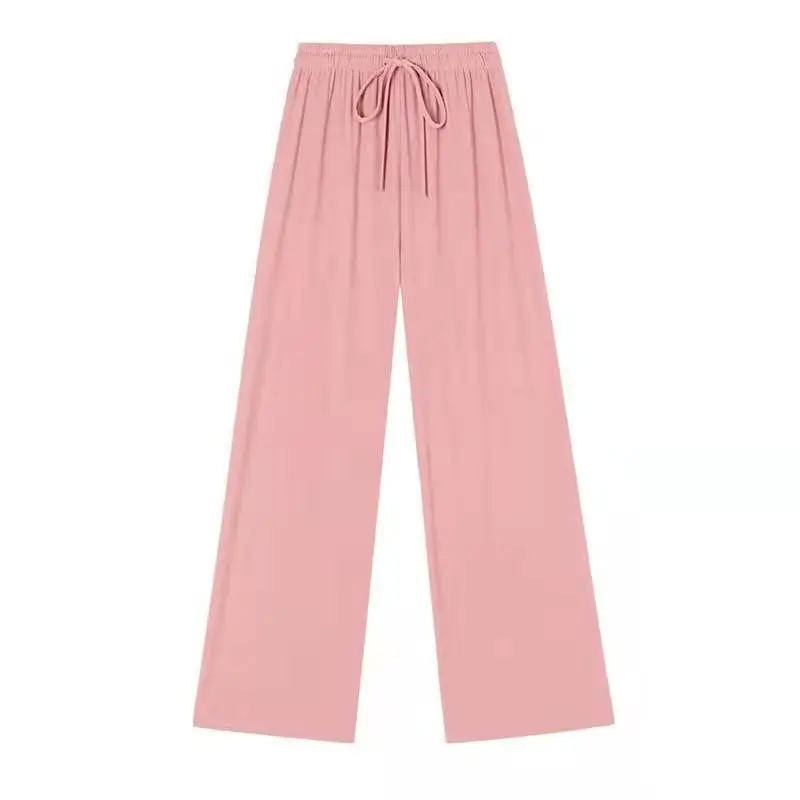 

Casual Pants Women Pink Loose Chic Wide Leg Trousers Fashion Korean Style New Summer Ins All-match Student Solid Harajuku Mujer