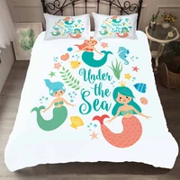 bedding mermaid 3d printing quilt cover pillow case three piece set