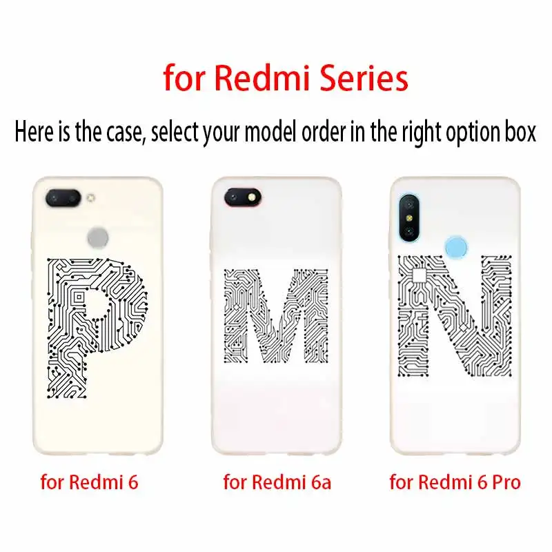 in Black And White Circuit Board Font - Illustration Soft Case For Xiaomi Redmi Note 11 10 9 8 7 Pro Max 10s 9S 9T 8T 4G 5G | Мобильные