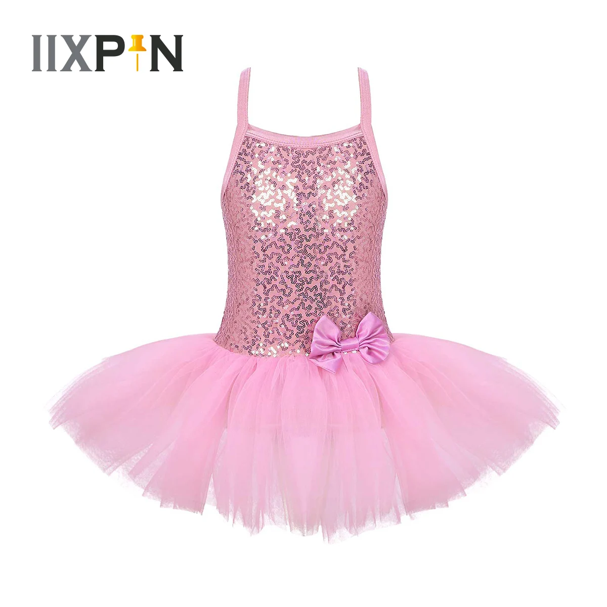 

Kids Girls Shiny Sequins Mesh Tulle Tutu Ballet Dance Leotard Dress for Performance Girls Ballet Class Dancewear Ballerina Dress