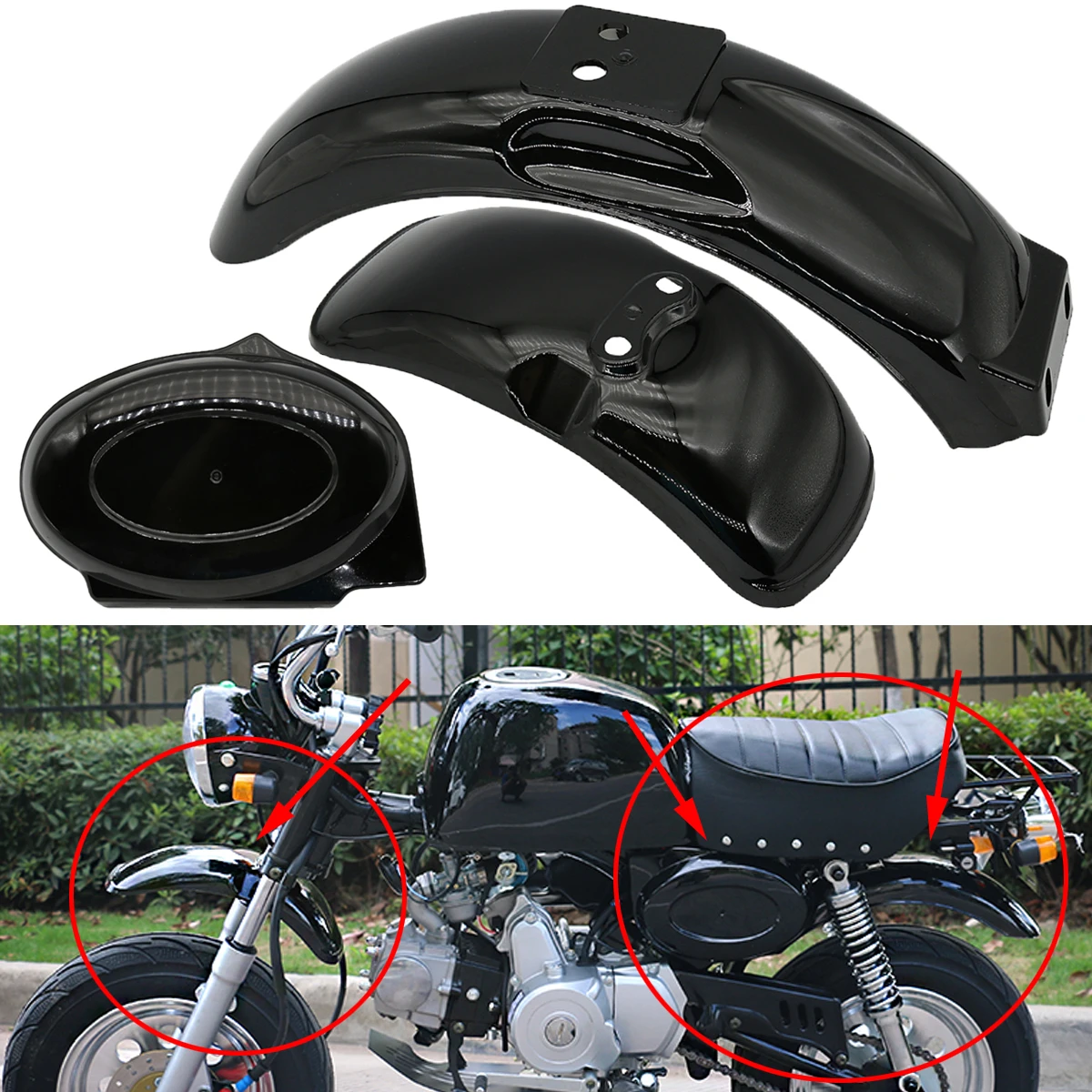 

1 комплект пластиковых передних и задних брызговиков с левым крылом для Honda Monkey Z50 Z50R 50J Z50 Gorilla Bike, запчасти для мотоциклов