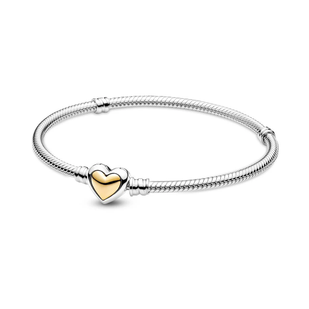 

925 Sterling Silver Snake Chain Basic Bracelets 8 Style Diy Gold Heart Flower With Round Buckle Bracelets For Women Diy Jewelry