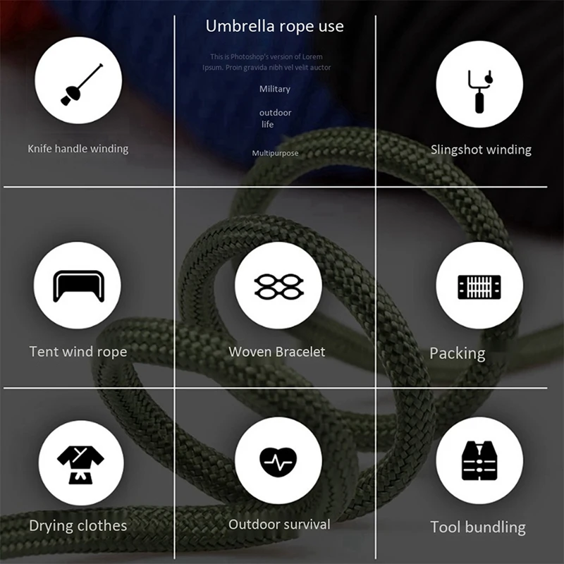 

100M Standard 9-Core Paracord Rope 4mm Outdoor Parachute Cord Camping Survival Umbrella Tent Lanyard Strap Bundle