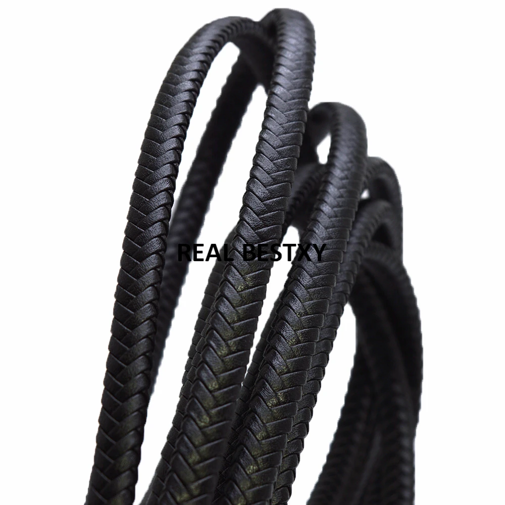 5 м/лот прибл. 8*5 мм черный широкий плетеный кожаный веревочный шнур для