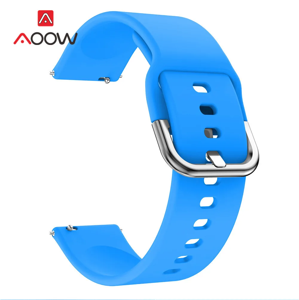 Blue 20 мм силиконовый ремешок для часов samsung Galaxy Watch Active 2 42 мм gear S2 huawei Garmin Amazfit Active2 сменный Браслет ремешок - Цвет ремешка: Blue