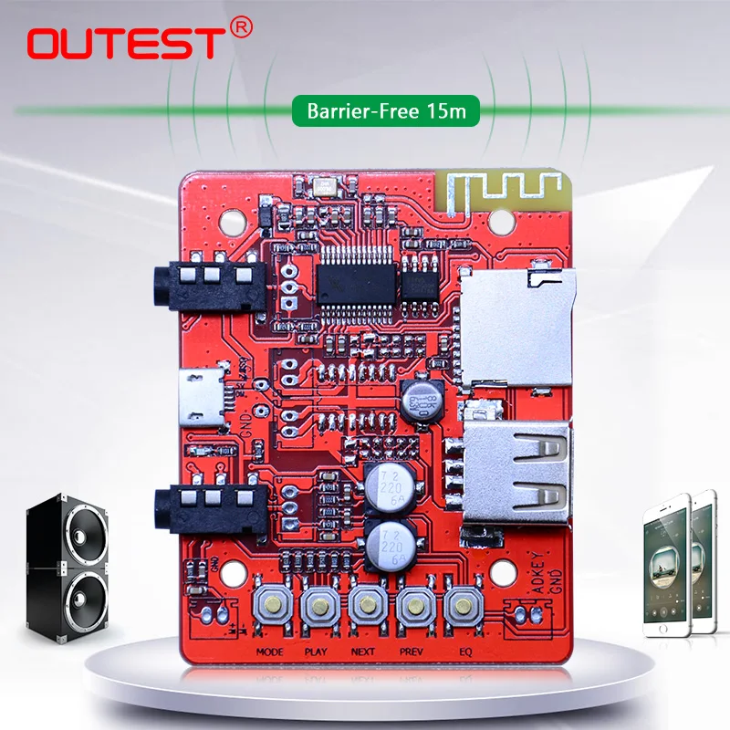 OUTEST 5V беспроводной Bluetooth аудио приемник плата модуль для автомобильного с стерео
