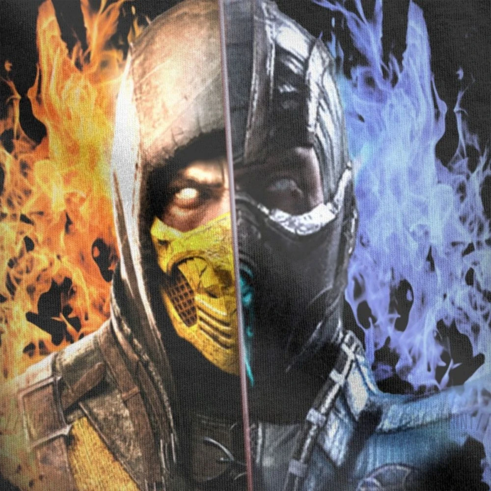 Мужская футболка с принтом Mortal Kombat X хлопковая Футболка скорпиона против Sub Zero MKX