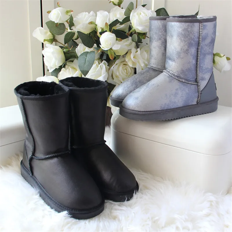 Потрясающие женские зимние сапоги из 100% натуральной овчины для снега на плоской