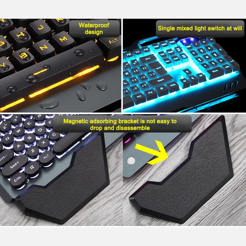 Проводная игровая механическая клавиатура эргономичная клавиатура с RGB подсветкой держатель телефона геймер клавиатура для планшета Настольный для PUBG