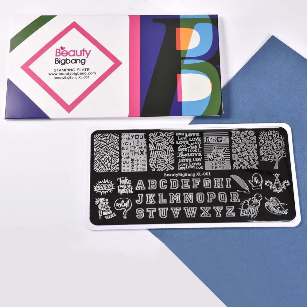 BeautyBigBang Нержавеющая сталь штамповка для ногтей прямоугольник буквы алфавита