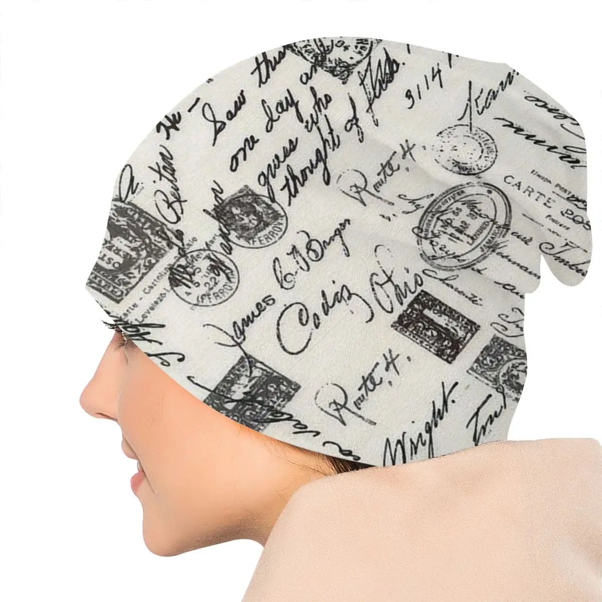 

Script Writing Retro Vintage Classic Style Unisex Bonnet Winter Warm Outdoor Hats Double Layer Thin Hat Breathable Caps