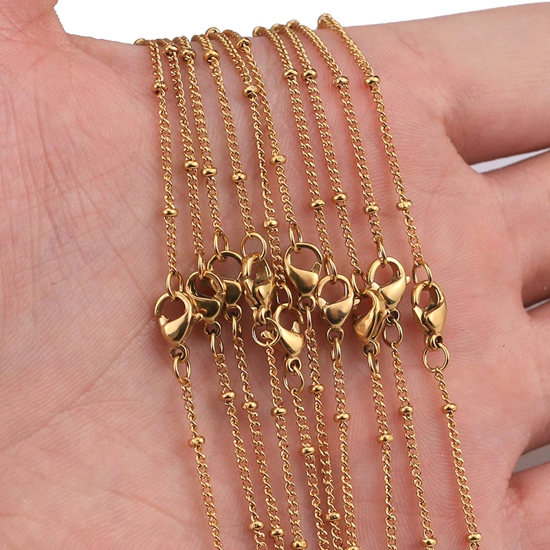 Цепочка женская из нержавеющей стали с бусинами Ширина 1 5 мм 10 шт./лот | Украшения