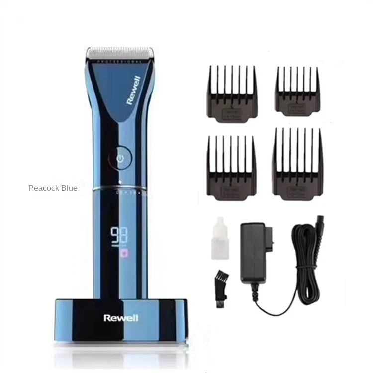 

Professional hair clipper rechargeable trimmer lithium battery Titanium alloy blade cutter adjustable comb Fine-tuning 100-240V