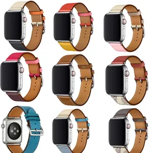 Ремешок из натуральной кожи для iwatch Series 7 6543, браслет для Apple Watch band SE Single Tour 38 42 40 44 мм 45 41