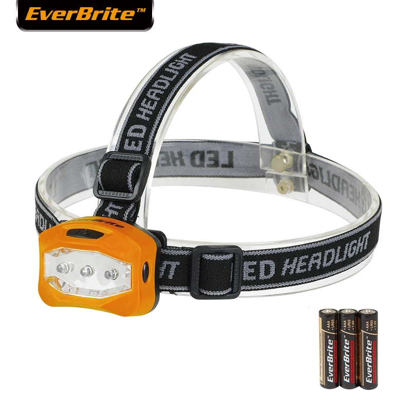3AAA 3LED EVERBRITE светодиодный налобный фонарь 8 светодиодный головной луч 30 люмен расстояние освещения 20 м с Батарея 2 упак./лот - Испускаемый цвет: 3AAA 3LED