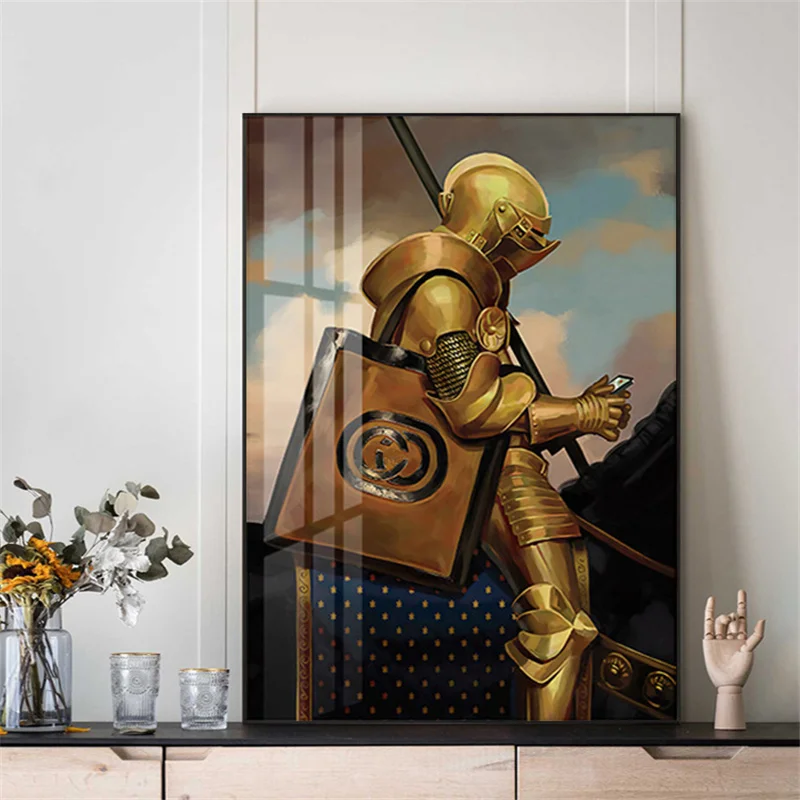 

Golden Knight Decorative Interior Painting Wall Art Nordic Classic Characters Canvas Poster Luxury Room Home Decor Print Picture