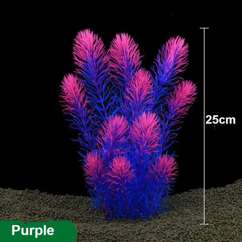 195-Purple Искусственное водное растение под водой, украшение аквариума, пластиковые растения, ландшафтный декор, водная трава, цветочный орнамент - Цвет: 195-Purple