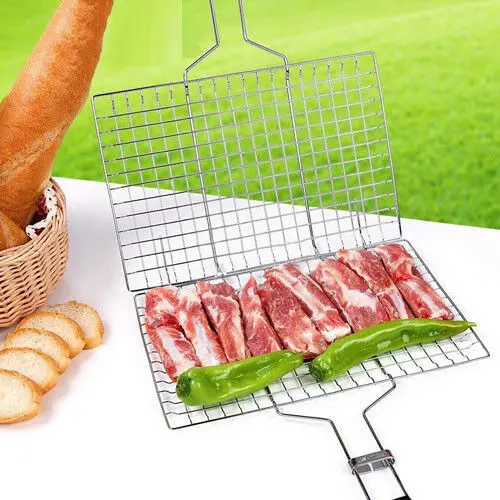

Portable Grilling Basket BBQ Barbecue Tool Work for Fish Vegetable Steak Meat Shrimp Chops Made of Durable Stainless Steel