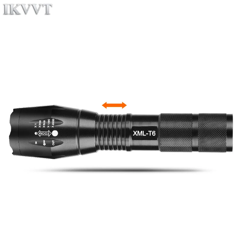Перезаряжаемый фонарик XML T6 выдвижная регулировка аккумулятор 18650 5 режимов