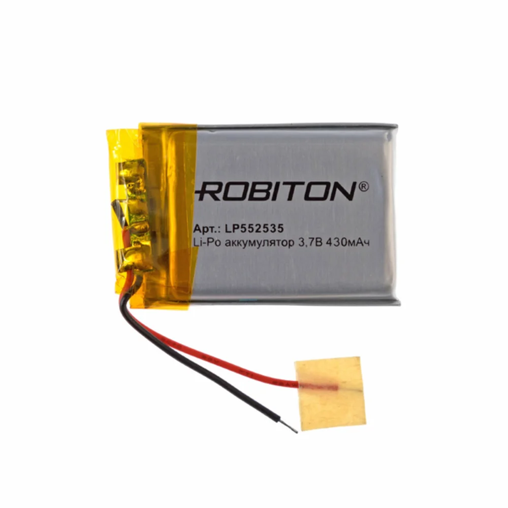 Аккумулятор LP 552535 ROBITON Li Pol 3.7 вольта 430 mAh литий ионный полимерный призма со схемой