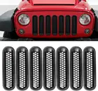 7 шт., передняя решетка, сетчатая наклейка, автомобильная передняя вставка, решетка для Jeep Wrangler JK 2007-2017, 2 двери, 4 двери, украшение ГРИЛЬ ДЛЯ ДЖИПА Для гриля джипа Для решетки радиатора jeep jk Для jeep jk
