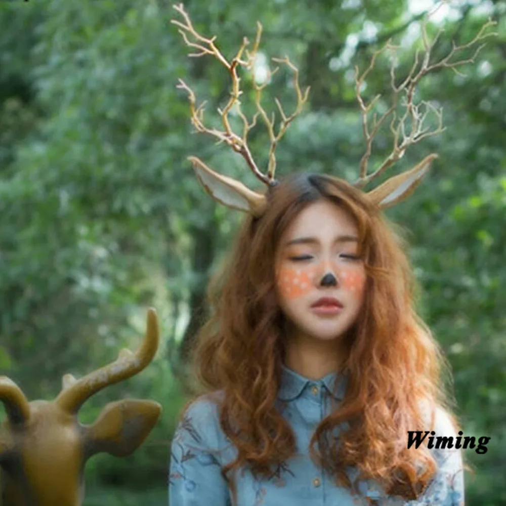 Оленьи рога, олени, Doe Faun, олень, мунтжак, сатыр, рога, Лесной дух, костюм аниме, косплей, с рогами оленя, повязка на голову для девочек