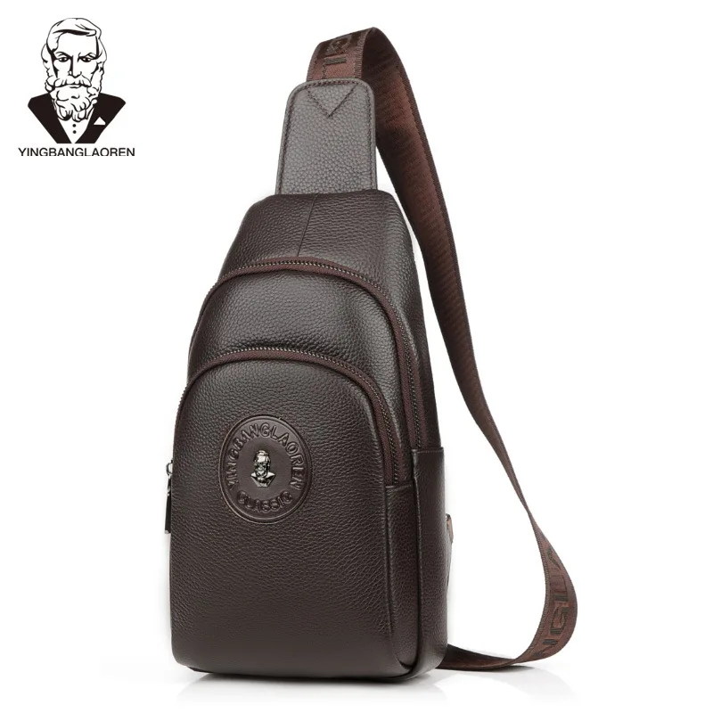 Мужская нагрудная сумка из воловьей кожи Мягкая Повседневная Сумочка на плечо