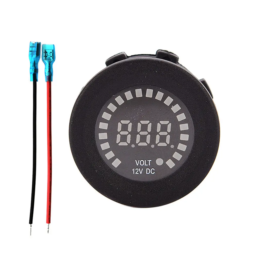 

Replacement Mini Round Blue LED Voltmeter with 2 Cables for DC12V Car Vehicle