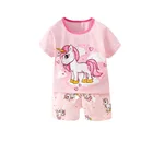 Пижама детская летняя хлопковая с коротким рукавом и единорогом