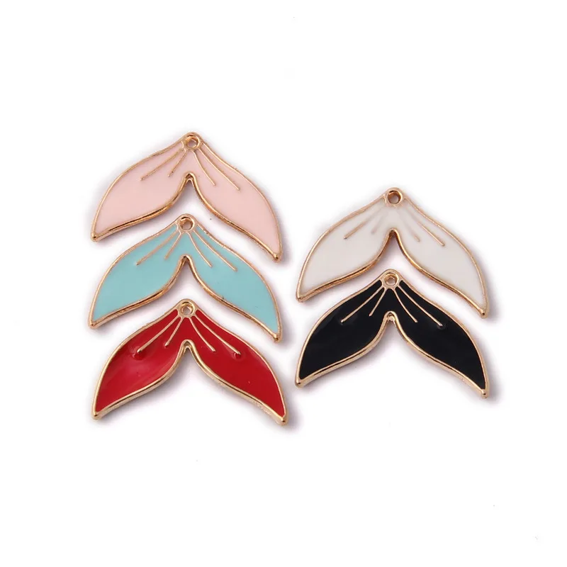 

Wholesale 100pcs 26*7mm Enamel Alloy Mermaid Fish Tail Pendants Ornament Accessories Girls Fashoin Earring Necklace Pendants