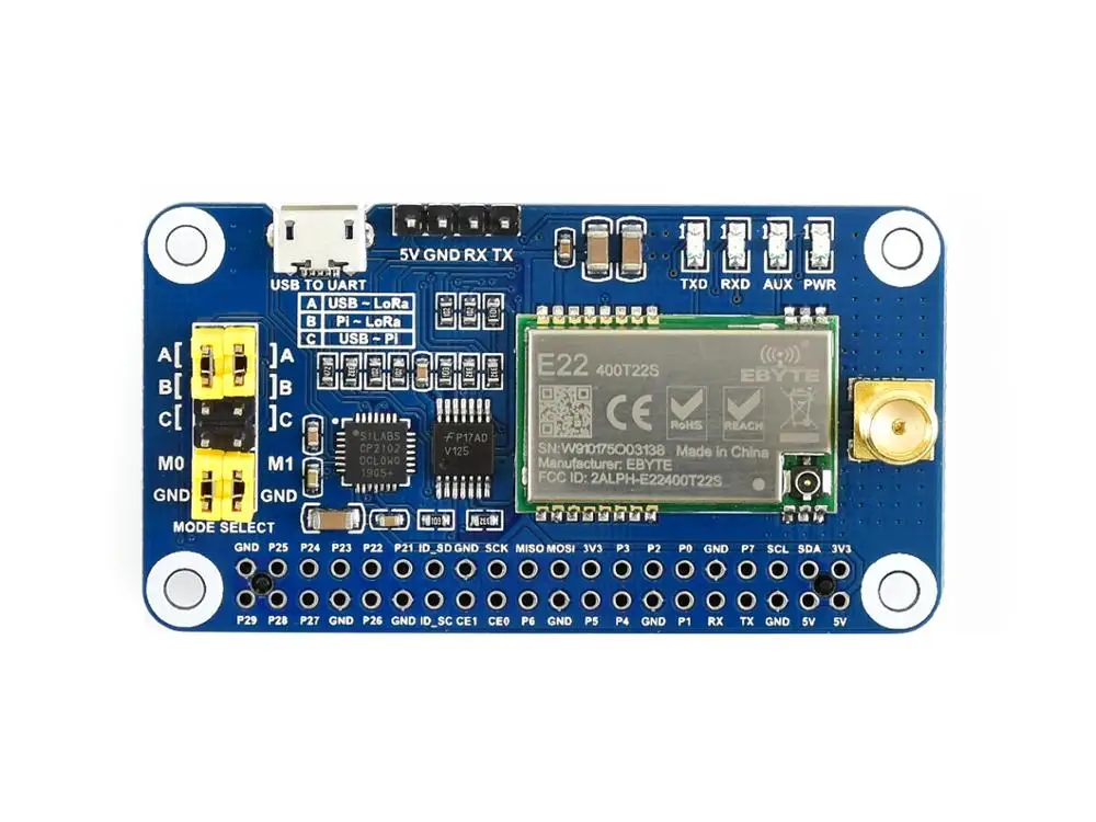 Шляпа LoRa Waveshare SX1268 для Raspberry Pi широкополосная модуляция спектра частотный