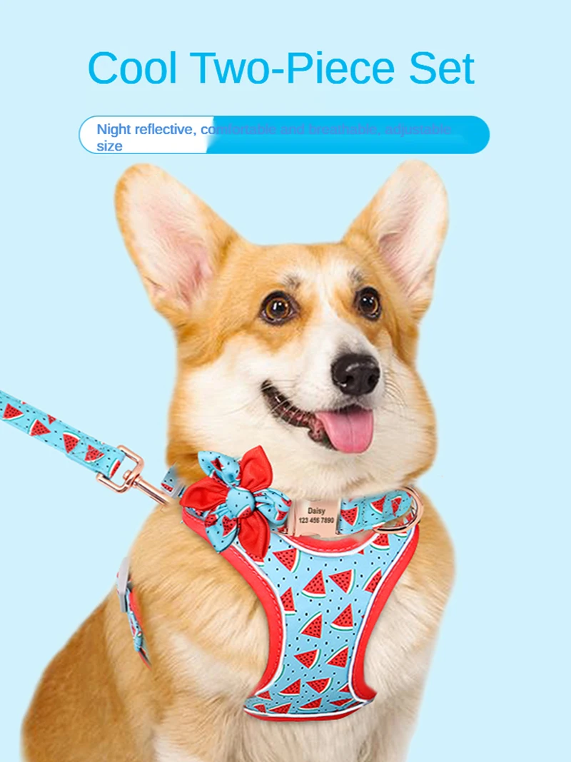 

Воздухопроницаемый комплект из жилета и ошейника для щенков, для чихуахуа, мопса, бульдога, кошки, Прямая поставка