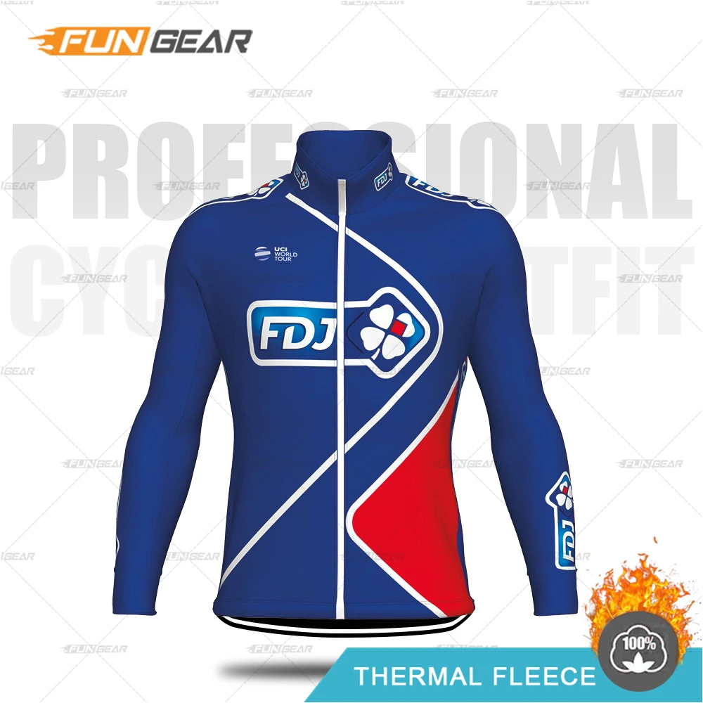 FDJ Pro Team рубашка с длинным рукавом мужская куртка термо флисовый Топ Одежда для велоспорта зимняя теплая одежда Джерси для велоспорта