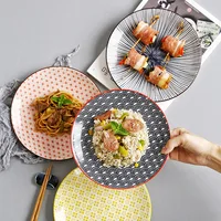 Japanese-style 8-inch shallow ceramic underglaze color dish inventory heart plate simple household calf steak plate