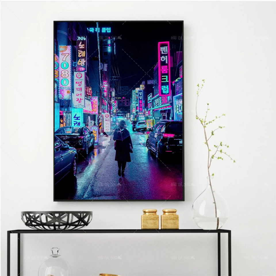 Современный домашний декор Hd принты японская фигурка уличный пейзаж Картина на