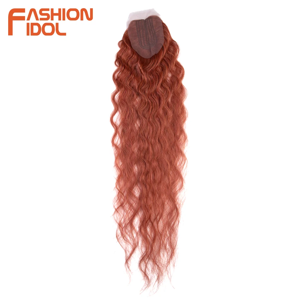 FASHION IDOL Body Wave Hair Bundles With Closure Synthetic Hair Weft 36 inches 7pcs/Pack 320g Ombre Blonde Hair Weaving Bundles images - 6