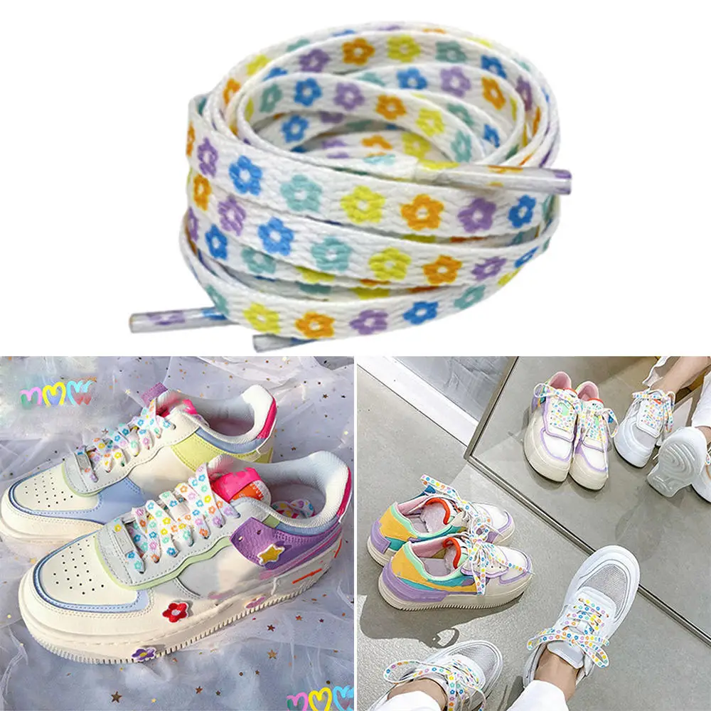 

1Pair Little Daisies Shoelaces Cartoon Printing Fashion Women Men Shoes laces High-top Canvas Sneakers Shoelace Flats Shoelaces