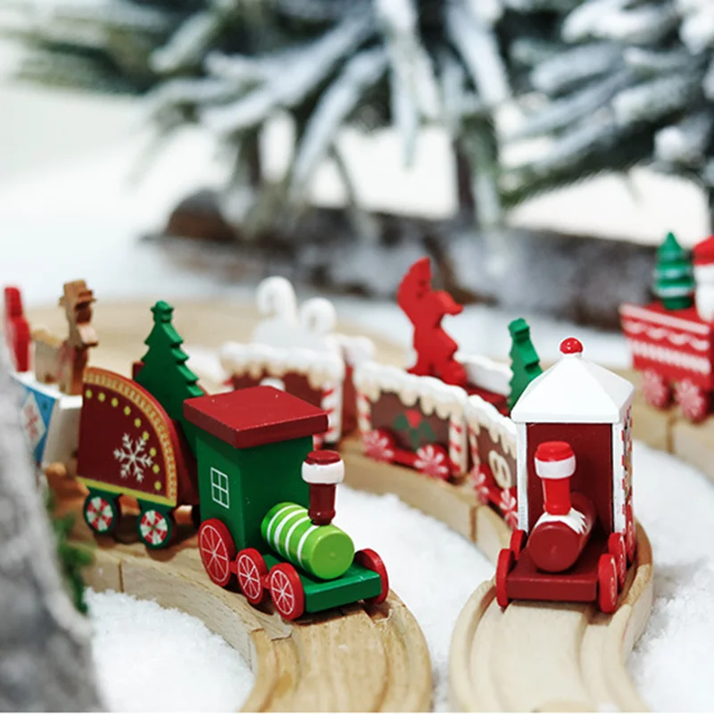 4 шт. мини деревянный поезд Рождественская Детская игрушка семейный домашний