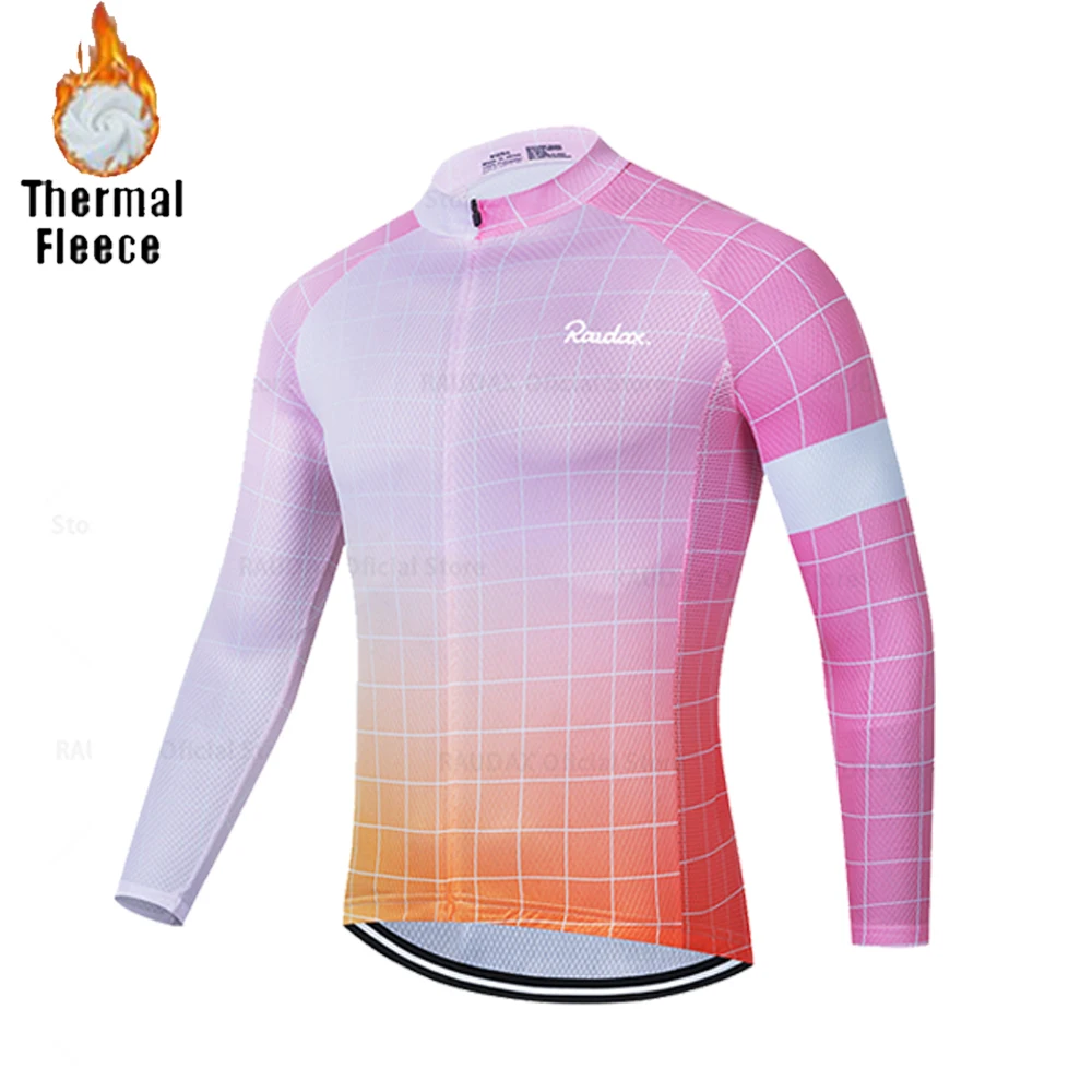 

Raudax 2021 Team Men Winter Thermal Fleece Cycling Clothing MTB Riding Ropa Ciclismo Invierno Hombre Warm Long Cycling Set