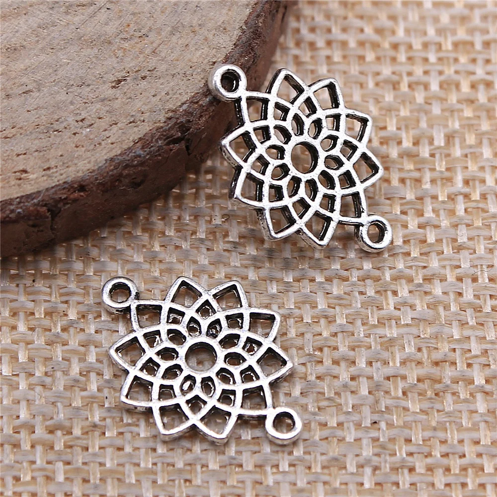 

free shipping 81pcs 14x20mm antique silver Chakra connector charms diy retro jewelry fit Earring keychain hair card pendant