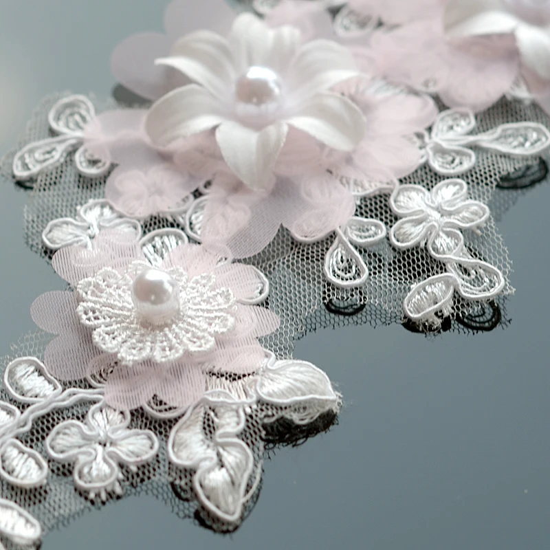 1 пара вышитая жемчужная Кружевная аппликация с 3D цветами | Дом и сад