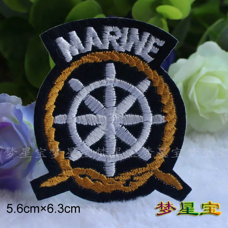 Клейкая вышивка тканевая наклейка A406 значок морской якорь руль корабля веревка