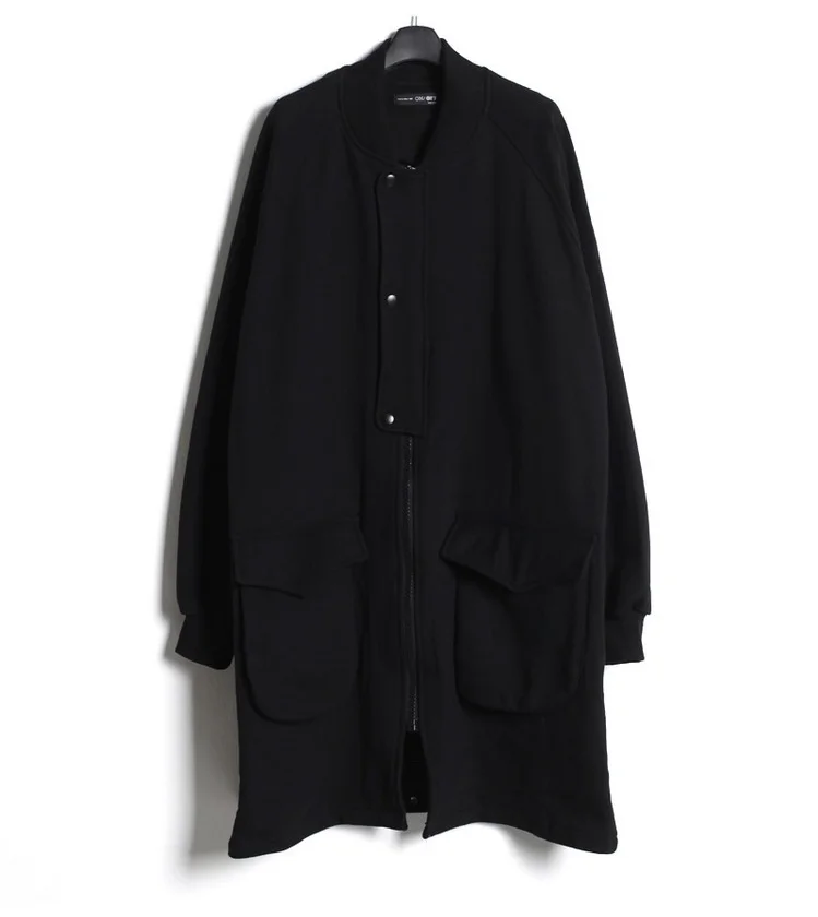 Men's casual autumn and winter retro Gothic button zipper Hooded Jacket long coat | Мужская одежда