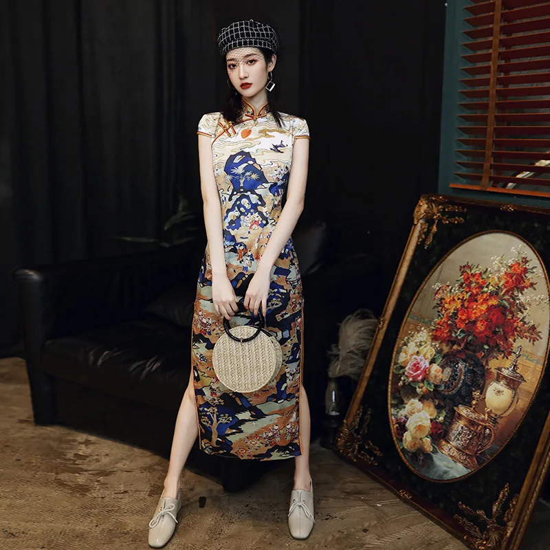 

Spring And Summer New Silk Cheongsam Improved Retro Chinese Long Red Toast Dress Youth Dress