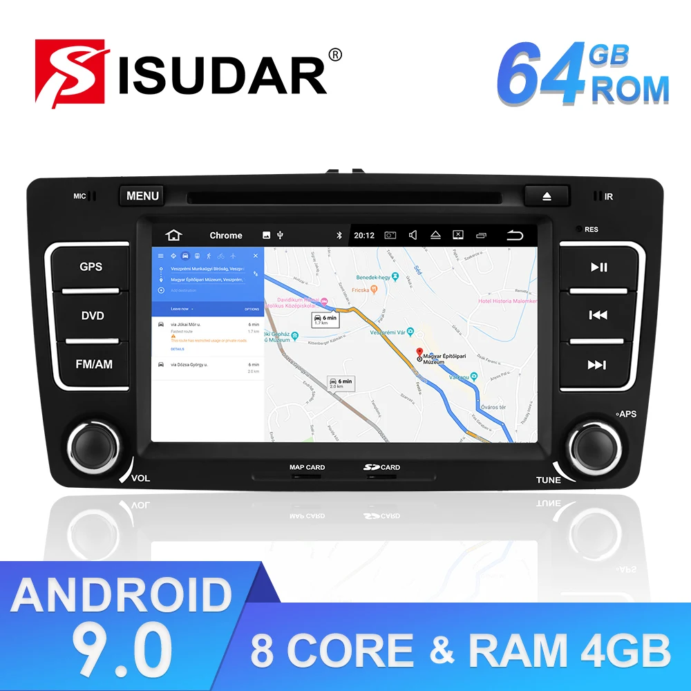Isudar 2 Din Авто Радио Android 9 для SKODA/Yeti/Octavia 2009 2010 2012 ram 4G rom 64GB 8 Core Автомобильный мультимедийный dvd-плеер gps DVR